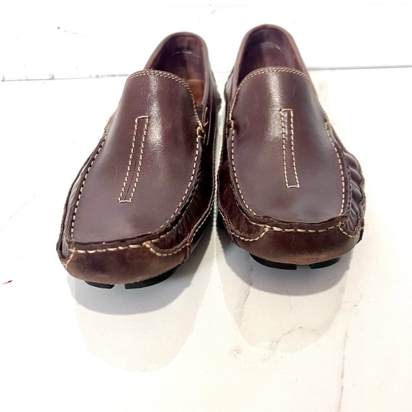 Clarks Dark Brown men's leather slip-on loafers, a driver moccasin Loafers 8.5 - Picture 7 of 8
